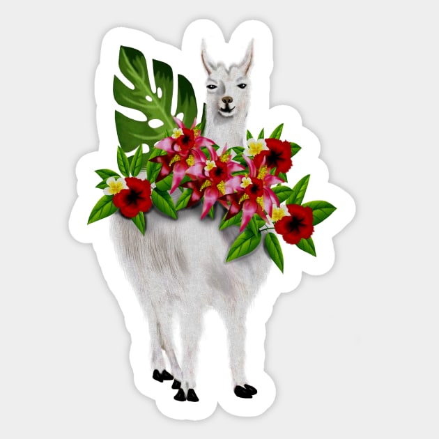 Llama Tropical Floral Sticker by logiamerch